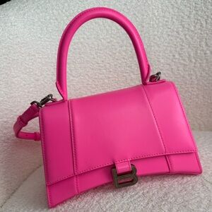 Balenciaga Pink Hourglass Small Leather Top-Handle Bag